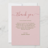 バラ  ピンクの芍薬の花のウェディング サンクスカード サンキューカード (裏面)