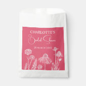 バラ  ピンクの野生の花をスケッチした花のデザイン フェイバーバッグ (正面)