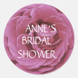 バラ、ピンクローズ写真ステックラシックカー ラウンドシール