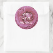 バラ、ピンクローズ写真ステックラシックカー ラウンドシール (バッグ)