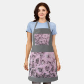 バラ（ピンク）の絵 エプロン (着用した状態)