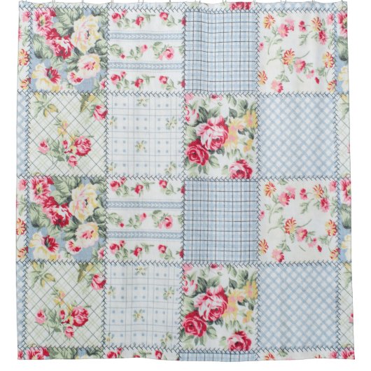 バラ・ファブリック:エレガントバックグラウンドデザイン シャワーカーテン (正面)