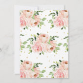 バラ  フラワーローズ ブライダルシャワー ピンクとゴールド 招待状 (裏面)