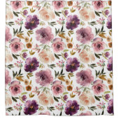 バラ フラワー ピンク パープル シャワーカーテン (正面)