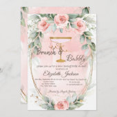 バラ、フレームガラスブランチ&バブリー 招待状 (正面/裏面)