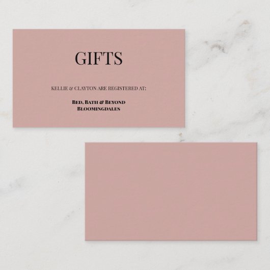 バラ/ブラックギフトレジストリ格納装置カード エンクロージャーカード (正面/裏面)