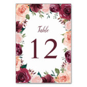 バラ ブルッシュピンク ワインレッド フラワーボーダー ウェディング テーブルナンバー (裏面)