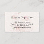 バラ、ベーカリーが付いている赤面のウエディングケーキ 名刺 (裏面)