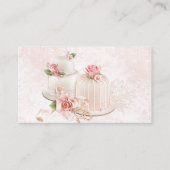 バラ、ベーカリーが付いている赤面のウエディングケーキ 名刺 (正面)