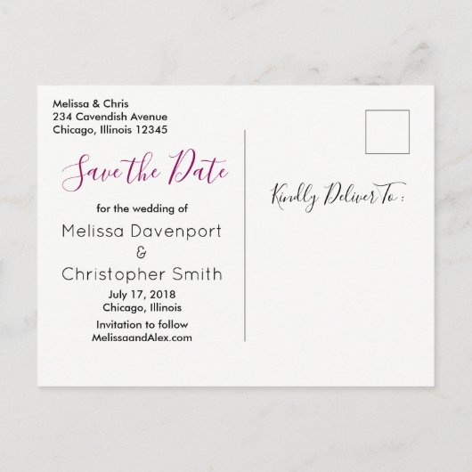 バラ&ポピーフローラブーケウェディング日付を保存 案内ポストカード (裏面)