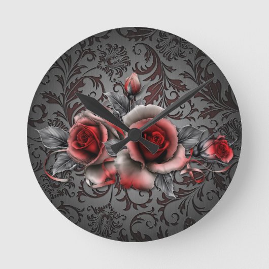 バラ – ラウンド（中）クロック ラウンド壁時計 (正面)