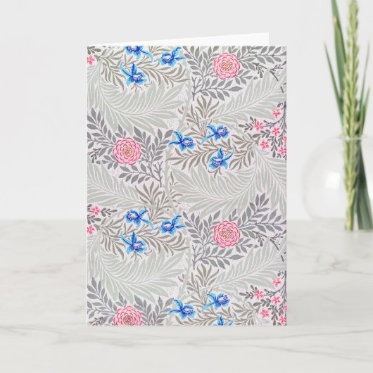 バラ・ラークスパー、ウィリアム・モリス カード (正面)