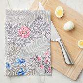 バラ・ラークスパー、ウィリアム・モリス キッチンタオル (四つ折り)