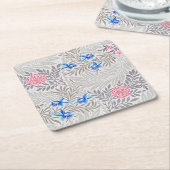 バラ・ラークスパー、ウィリアム・モリス スクエアペーパーコースター (アングル)