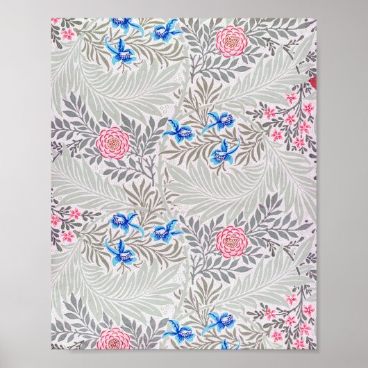 バラ・ラークスパー、ウィリアム・モリス ポスター (正面)