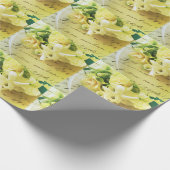 バラ、リボン、古い手書き ラッピングペーパー (角)