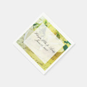 バラ、リボン、文字領域を使用した古い手書き スタンダードカクテルナプキン (角)