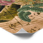 バラ、ヴィンテージ音楽紙 ポスター (角)