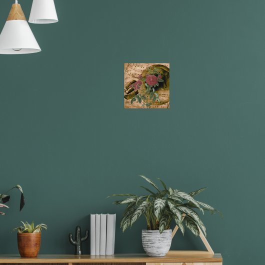 バラ、ヴィンテージ音楽紙 ポスター (リビング1)