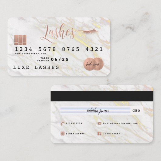 バラ+大理石クレジットカードLash名刺 名刺 (正面/裏面)