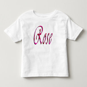 バラ、女の子、名前ロゴ、幼児ホワイトTシャツ トドラーTシャツ