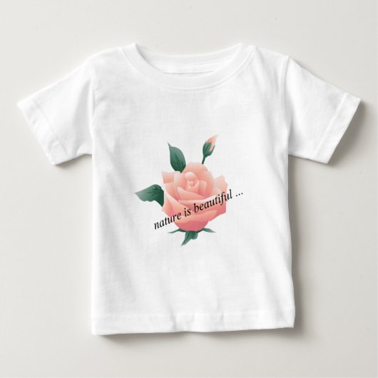 バラ（桃） – 美しい自然 ベビーTシャツ (正面)