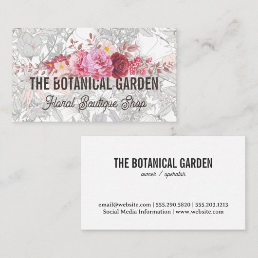 バラ | 植物園の花 名刺 (正面/裏面)