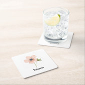 バラ 水彩 花の名前 スクエアペーパーコースター (インサイチュ)