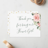 バラ,水玉模様フラワーガールありがとう ノートカード (正面/裏面インサイチュ)