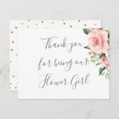 バラ,水玉模様フラワーガールありがとう ノートカード (正面/裏面)