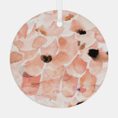 バラ、牡丹離れ、水の色のパターン。 ガラスオーナメント (裏面)