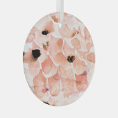 バラ、牡丹離れ、水の色のパターン。 ガラスオーナメント (正面右)