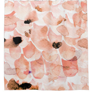 バラ、牡丹離れ、水の色のパターン。 シャワーカーテン