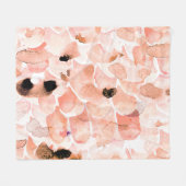 バラ、牡丹離れ、水の色のパターン。 フリースブランケット (正面(横))