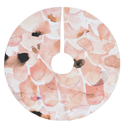 バラ、牡丹離れ、水の色のパターン。 ブラッシュドポリエステルツリースカート (正面)