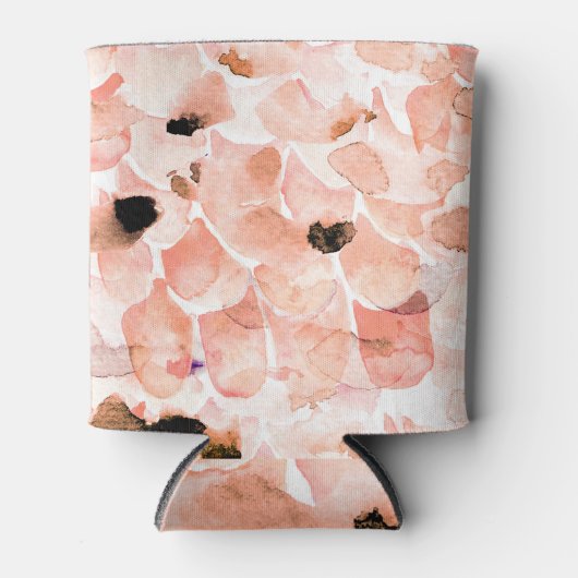 バラ、牡丹離れ、水の色のパターン。 缶クーラー (正面)