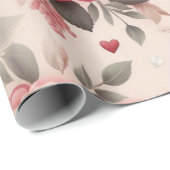 バラ、牡丹、ハート形 ラッピングペーパー (ロールコーナー)