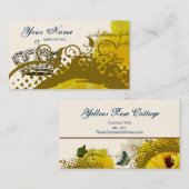 バラ、王冠、渦巻及び蝶名刺 名刺 (正面/裏面)