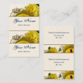 バラ、王冠、渦巻及び蝶小型ラベル 名刺 (正面/裏面)