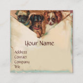 バラ,羊皮紙,モノグラムと3つのdggies スクエア名刺 (正面)