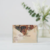 バラ，羊皮紙，モノグラムと3つのdggies 名刺 (スタンド正面)