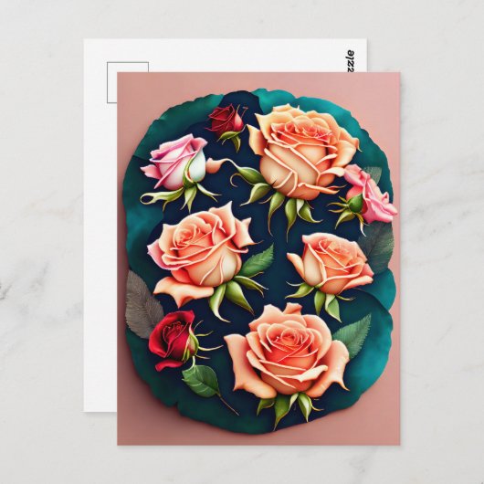 バラ、花、ポストクロッシング ポストカード (正面/裏面)