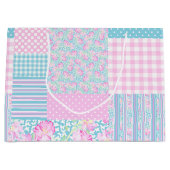 バラ、蝶のフェイクパッチワーク大抱き枕 ラージペーパーバッグ (正面)