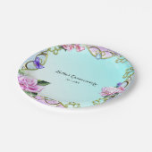 バラ&蝶スパークルバースデーパーティー ペーパープレート (アングル)