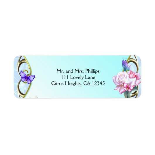 バラ&蝶バースデーパーティースパークル ラベル (正面)