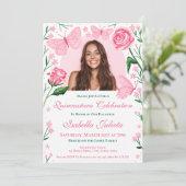 バラ+蝶ピンクキンセアニェラ写真Invita 招待状 (スタンド正面)