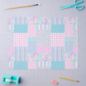 バラ、蝶フェイクなパッチワークのティッシュペーパー 薄葉紙 (クラフト)