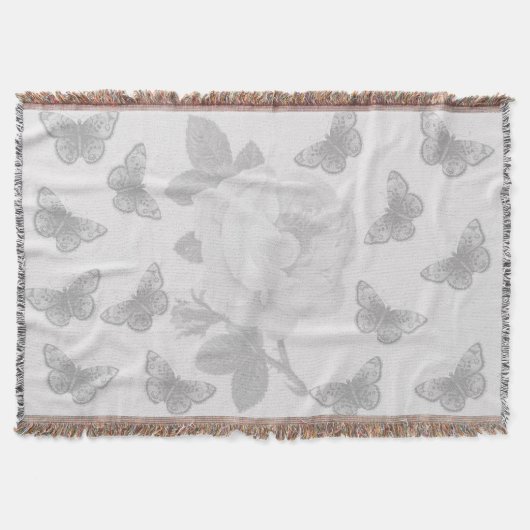 バラ・蝶 スローブランケット (正面)