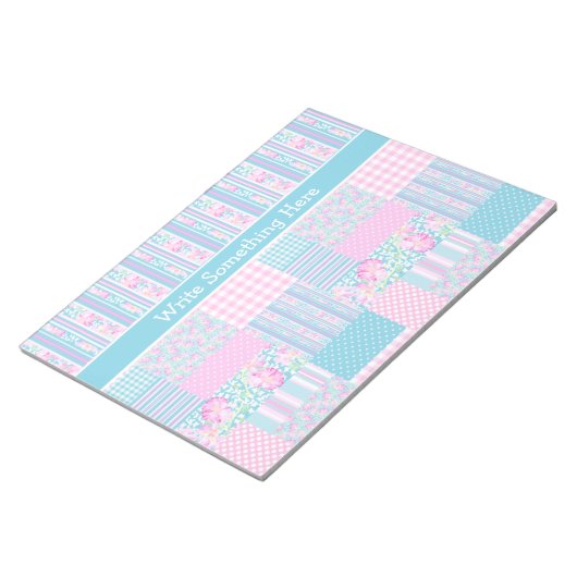 バラ，蝶， フェイク Patchwork Notepad, Jotter ノートパッド (アングル)