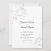 バラ 豊かなアイボリー ミニマリスト ブラックタイ ウェディング 招待状 (正面)